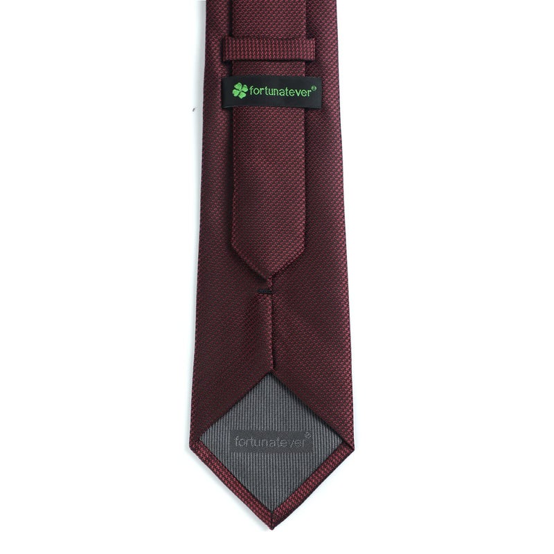 fortunatever Mens Solid Neckties,Burgundy Red Ties For Men+Gift Box,58"Ã—3.35" - Image 2